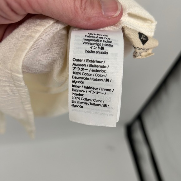 Madewell Eyelet Lace Trimmed Button Up Blouse Ivory Long Sleeve Women Size M - Picture 3 of 4